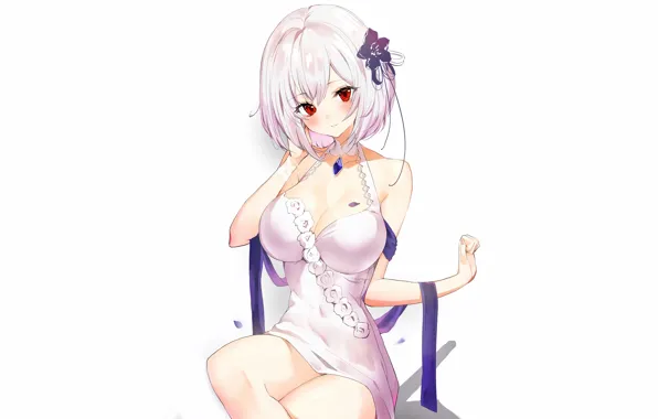 Girl, sexy, cleavage, dress, boobs, anime, beautiful, red eyes