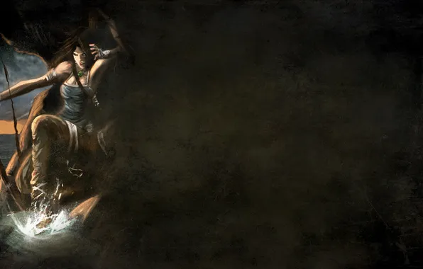 Фон, лук, Tomb Raider, Лара Крофт, Lara Croft