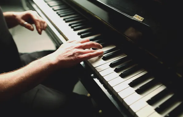 Игра, руки, клавиши, пианино, piano