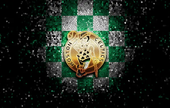 Wallpaper, sport, logo, basketball, NBA, Boston Celtics, glitter, checkered