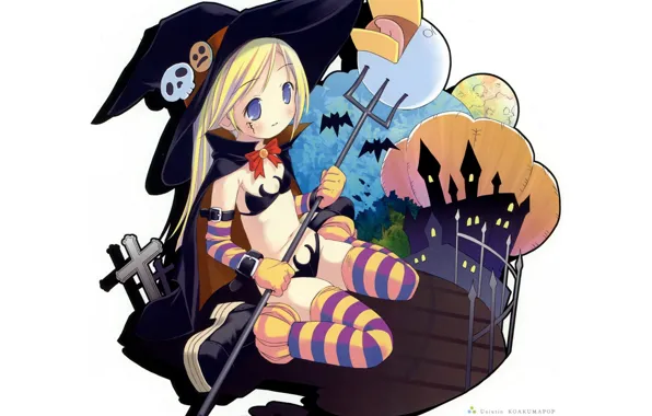 Замок, кресты, трезубец, Halloween, перчатки, летучие мыши, Alice, полосатые чулки
