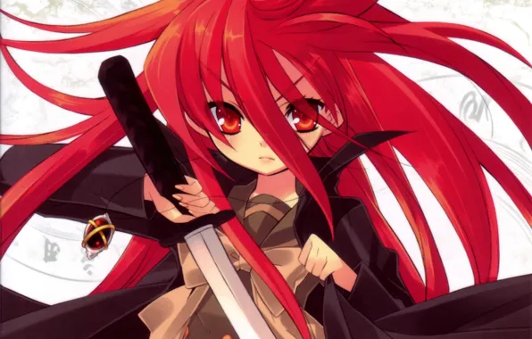 Катана, кулон, shakugan no shana, shana, art, красные волосы, noizi Ito