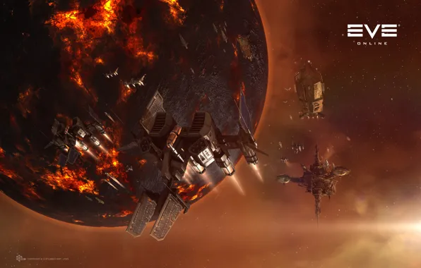Космос, туманность, планета, станция, space, космический корабль, station, eve online