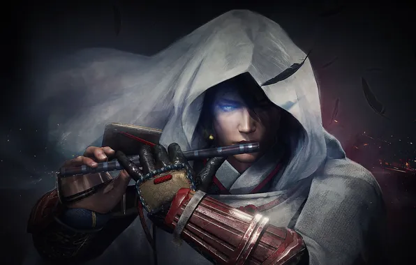 Взгляд, капюшон, парень, Nioh 2