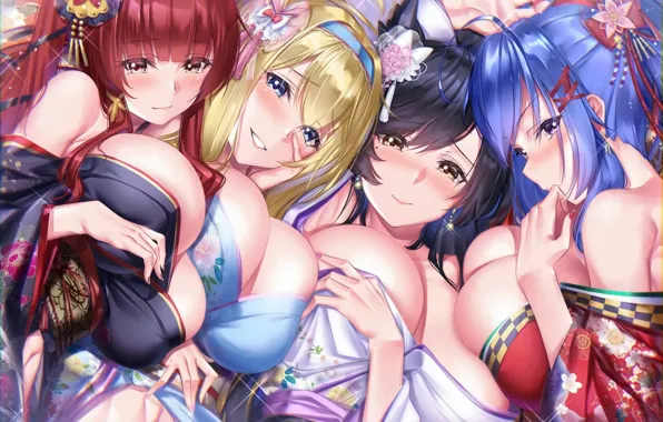 Girl, sexy, boobs, anime, beautiful, pretty, redhead, brunette