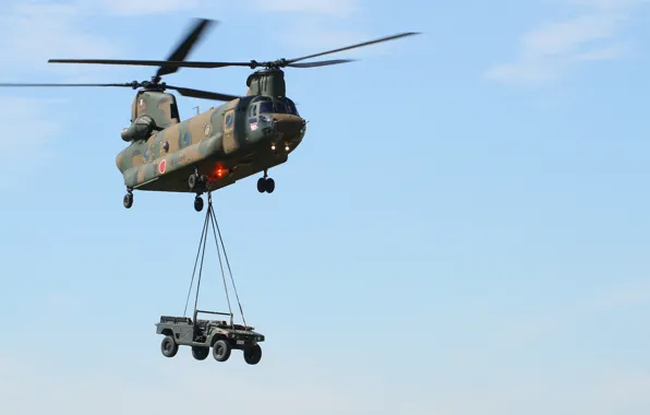 Машина, небо, полет, вертолёт, транспортный, военно, доставка, CH-47F