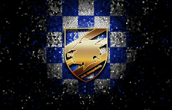 Wallpaper, sport, logo, football, glitter, checkered, Sampdoria