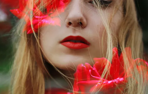 Девушка, цветы, фон