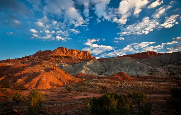 Небо, горы, скалы, Юта, США, Capitol Reef National Park