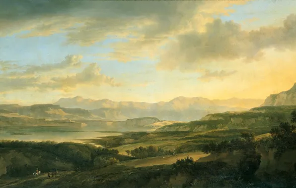 Пейзаж, масло, картина, холст, 1666, Цюрихское Озеро, Ян Гакарт, Jan Hackaert