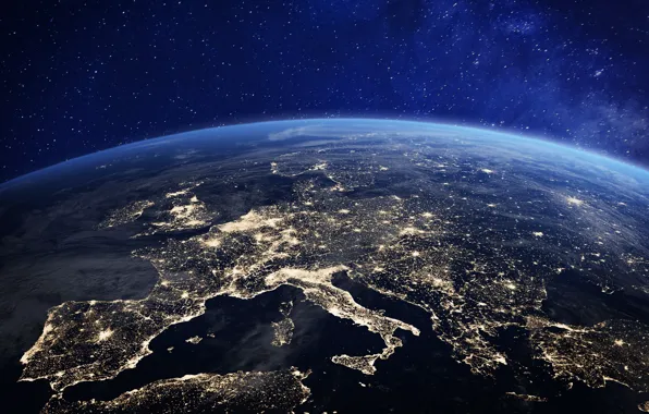 Картинка planet earth, lights, Europe