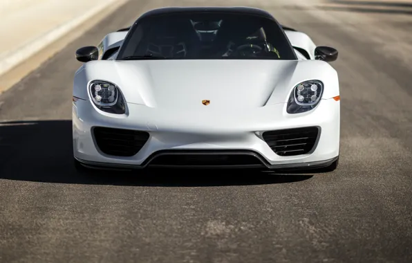 Картинка Porsche, white, 918, front, Porsche 918 Spyder Weissach Package