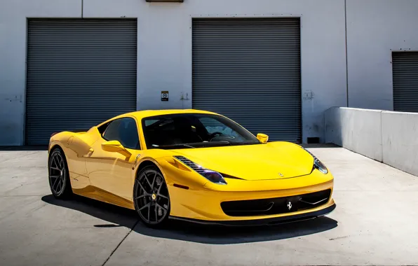 Ferrari, 458, italia, yellow, front