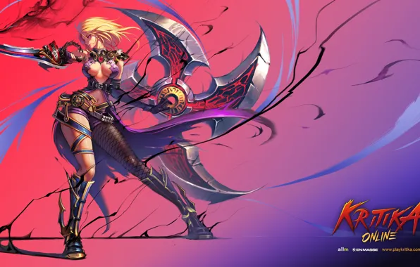 Девушка, оружие, игра, арт, Kritika Online
