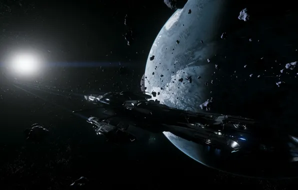 Космос, планета, Star Citizen, космолёт