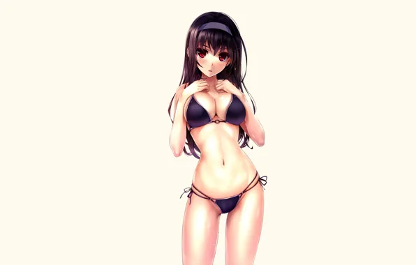 Girl, sexy, wet, cleavage, long hair, boobs, anime, beautiful