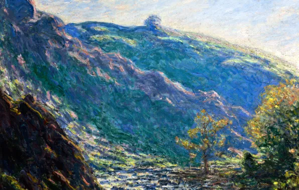 Пейзаж, картина, Клод Моне, The Old Tree. Sunlight on the Petit Cruese