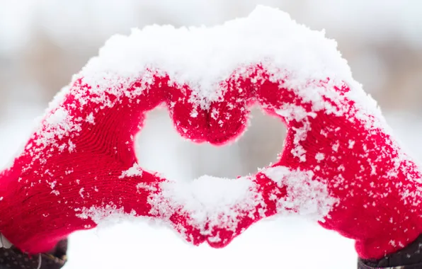 Любовь, сердце, love, heart, snow, romantic, hands