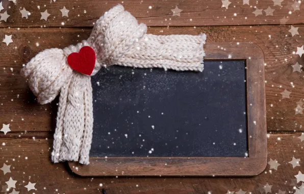 Картинка зима, снег, любовь, праздник, сердце, шарф, Рождество, Новый год
