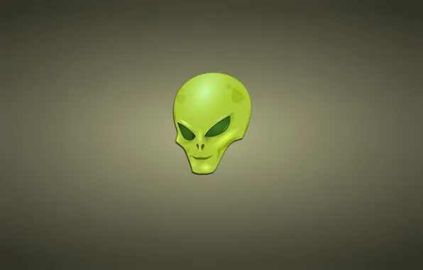 Зеленый, минимализм, голова, чужой, инопланетянин, alien