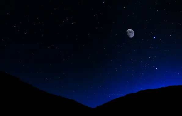 Картинка небо, звезды, ночь, луна
