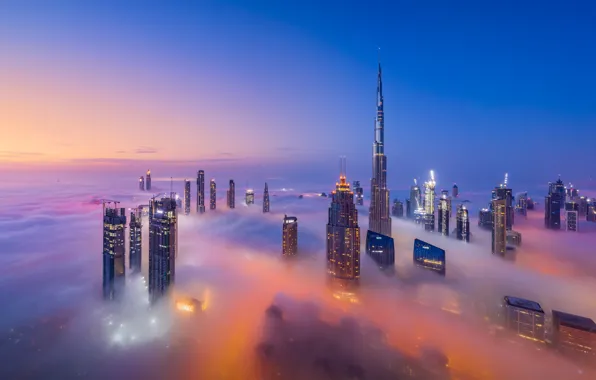 Картинка облака, здания, дома, Дубай, Dubai, небоскрёбы, ОАЭ, UAE