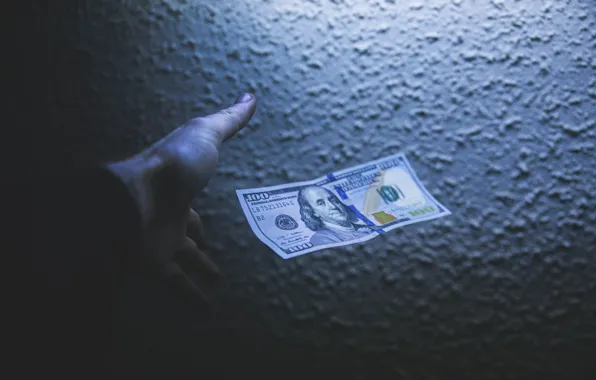 Картинка Green, Benjamin Franklin, Dollar, Shadow, Money, 100, Hand