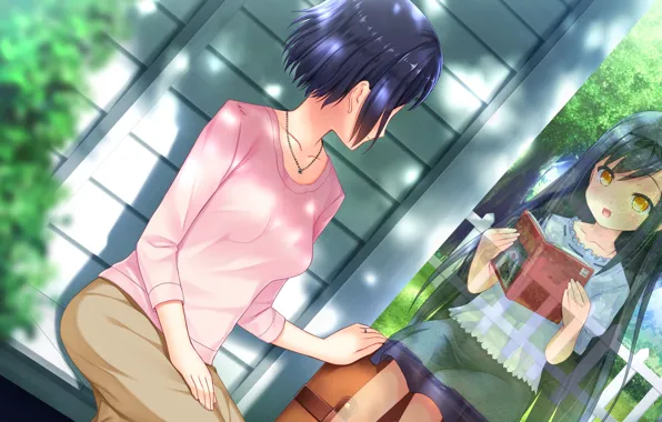 Девушка, прозрачная, девочка, книга, двое, Summer Pockets