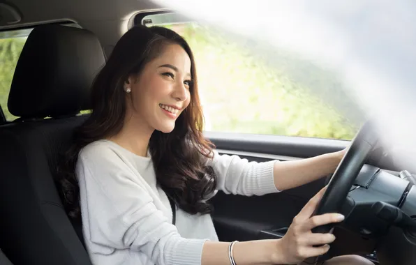 Car, woman, asian, driver