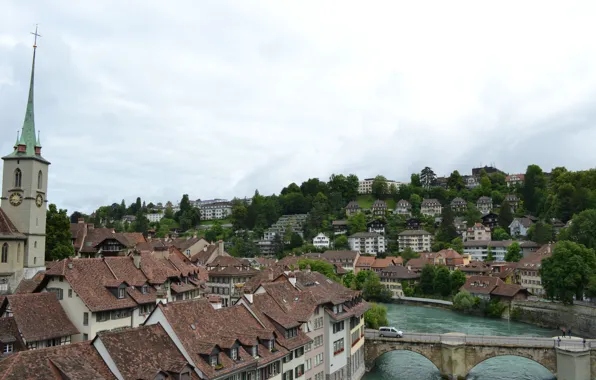 Природа, утро, Switzerland, Bern