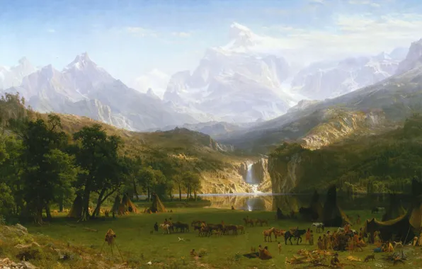 Картинка пейзаж, картина, Альберт Бирштадт, Скалистые горы. Пик Лендера