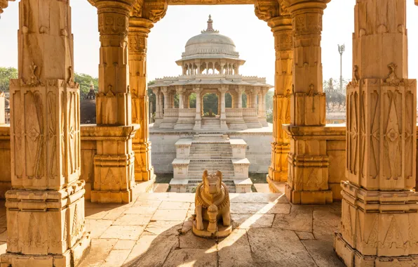 Картинка Индия, Здание, Sunrise, Building, India, Восход солнца, храм в Удайпуре, Udaipur Temple