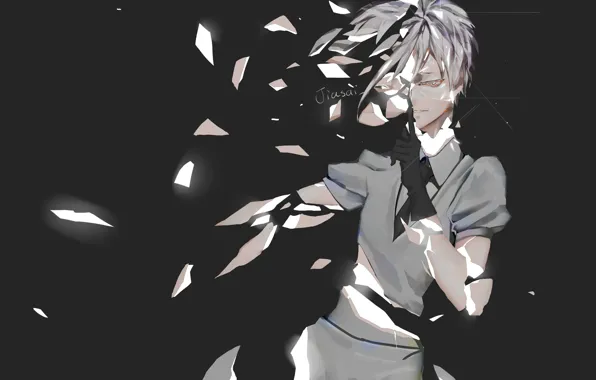 Взгляд, девушка, осколки, фон, аниме, рассыпается, Houseki no Kuni, Страна Самоцветов