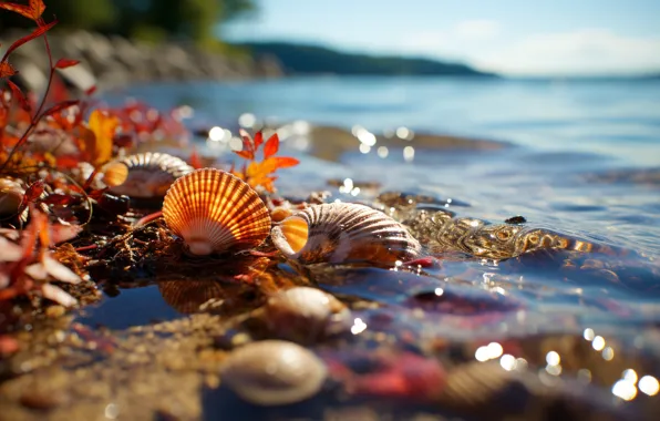 Море, пляж, океан, берег, ракушка, ракушки, морские ракушки, морская ракушка