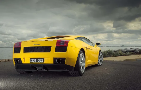 Картинка car, Lamborghini, sky, sea, nature, clouds, Lamborghini Gallardo, italian cars