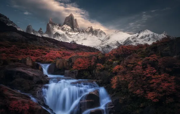 Осень, горы, ручей, водопад, речка, каскад, Argentina, Аргентина