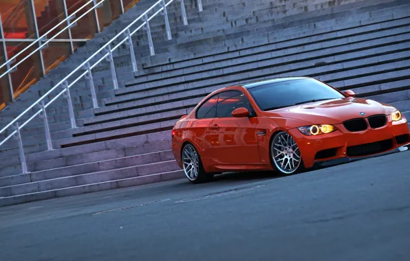 Картинка BMW, E92, Stairs, Fire Orange, M3
