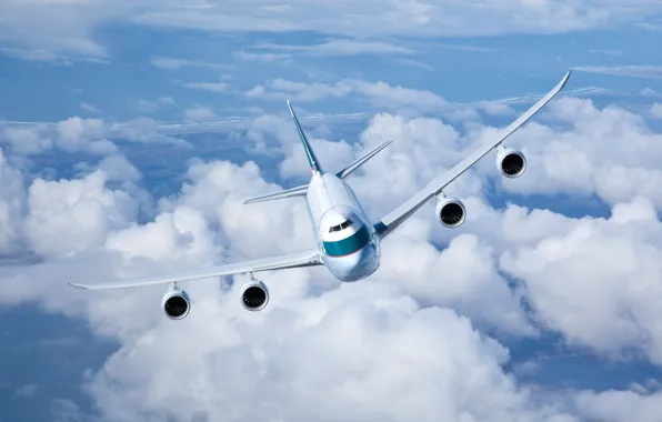 Картинка Небо, Облака, Полет, Грузовой, В Воздухе, Летит, Cathay Pacific, Boeing 747