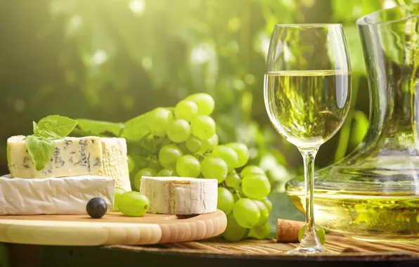 Картинка солнце, вино, сыр, виноград, wine, grapes, cheese