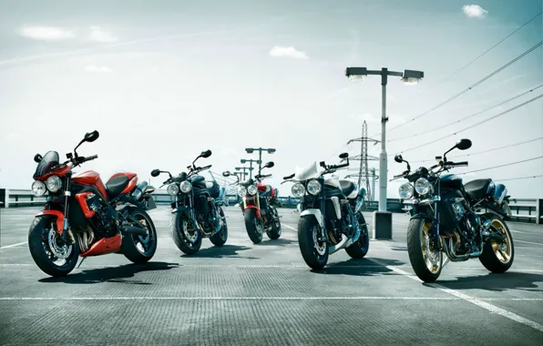 Мотоцикл, парковка, Triumph, Speed Triple R, 2016 пять