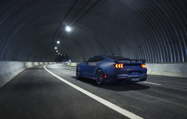 Mustang, Ford, Ford Mustang, Blue, Road, Rear, 2024, Dark Horse