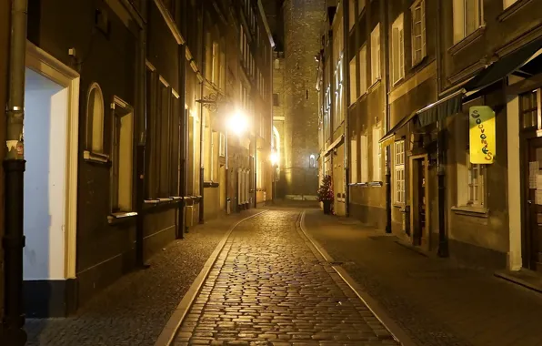 Night, street, houses