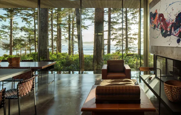 Дизайн, стиль, вилла, интерьер, камин, British Columbia, гостиная, столовая