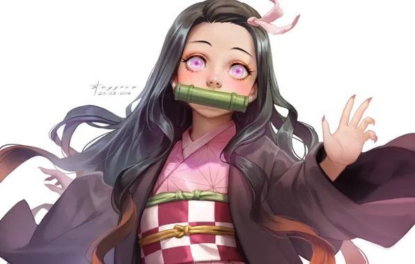Девушка, Взгляд, Аниме, Арт, Demon Slayer Kimetsu no Yaiba