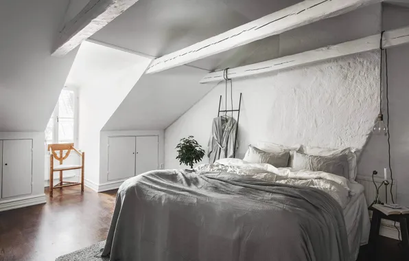 Комната, интерьер, спальня, скандинавский стиль, Apartment in Stockholm