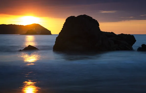 Пляж, скалы, рассвет, Costa Rica, Manuel Antonio