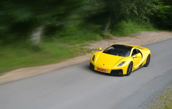 Картинка скорость, supercar, yellow, Spania, GTA Spano