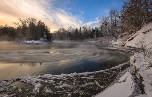 Зима, природа, озеро, Winter Rhythms
