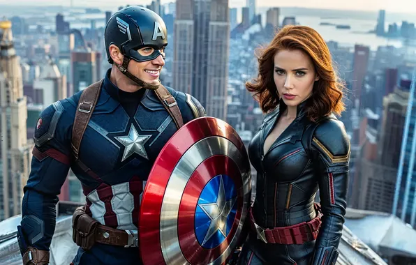 Captain america, avengers, black widow