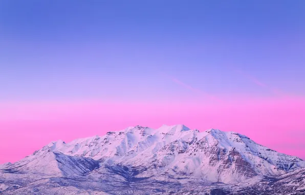 Небо, снег, горы, голубое, розовое